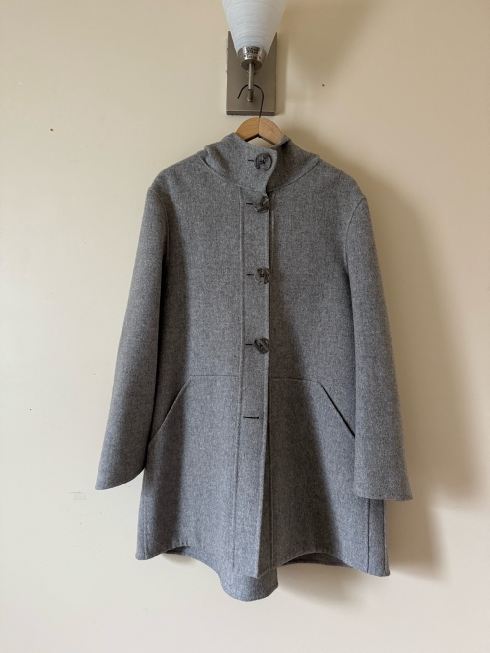 Acne Studios Light Gray Wool/Cashmere Hooded Coat